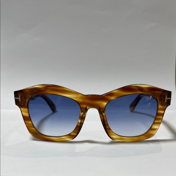 Tom Ford Brown Frame Sunglasses with Blue Lenses - Picture 1 of 10